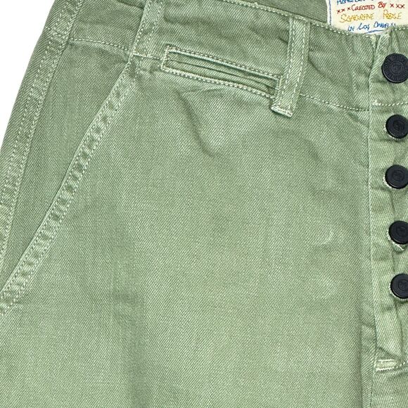 Sandrine Rose Cropped Relaxed Fit Wide Leg Buttons Pants Army Green Women S NWT - Picture 5 of 8